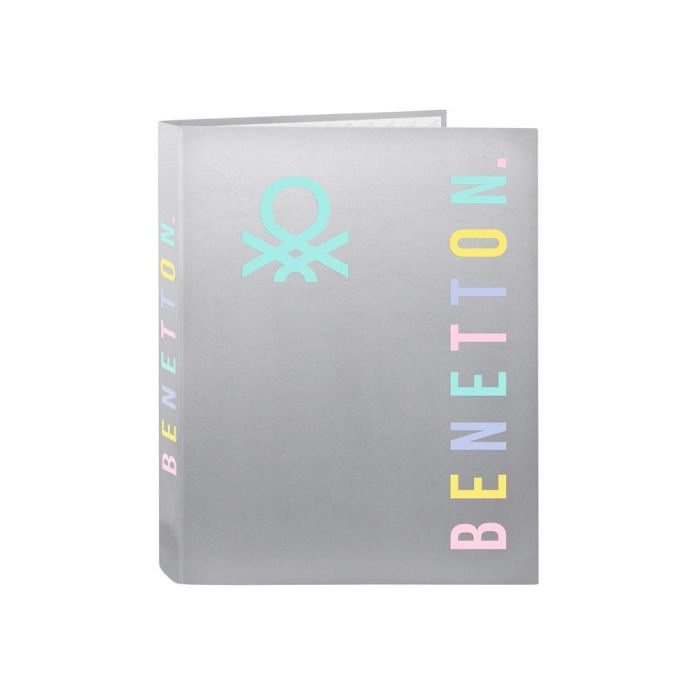 Carpeta de anillas Benetton Silver Plateado A4 26.5 x 33 x 4 cm