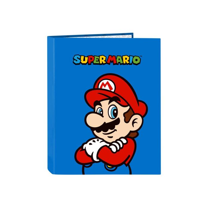 Carpeta de anillas Super Mario Play Azul Rojo A4 26.5 x 33 x 4 cm