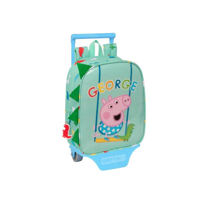 Mochila Escolar con Ruedas Peppa Pig Verde 22 x 27 x 10 cm