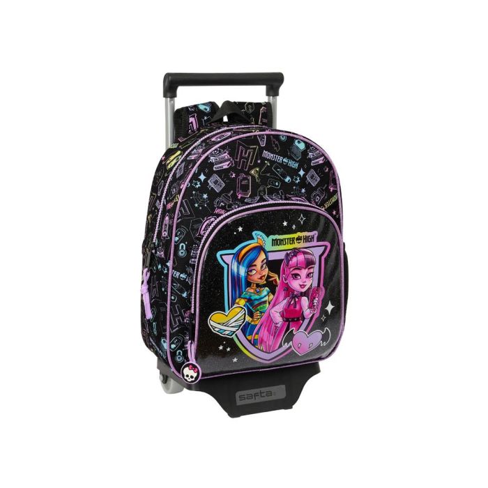 Mochila Escolar con Ruedas Monster High Negro 28 x 34 x 10 cm