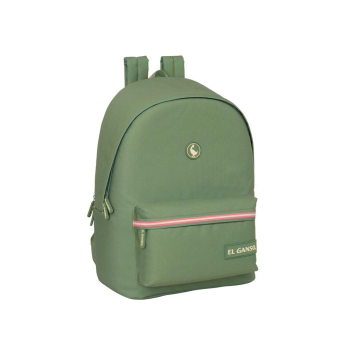 Mochila doble para portatil 15,6"+usb el ganso basics "verde" 31x44x18cm