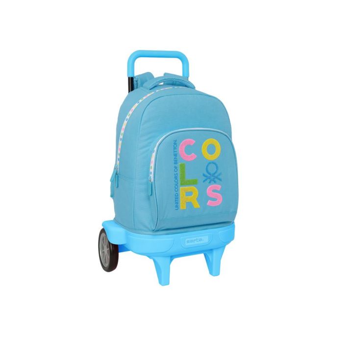 Mochila Escolar con Ruedas Benetton Spring Azul cielo 33 X 45 X 22 cm