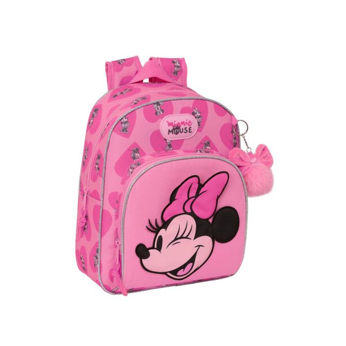 Mochila Escolar Minnie Mouse Loving Rosa 28 x 34 x 10 cm