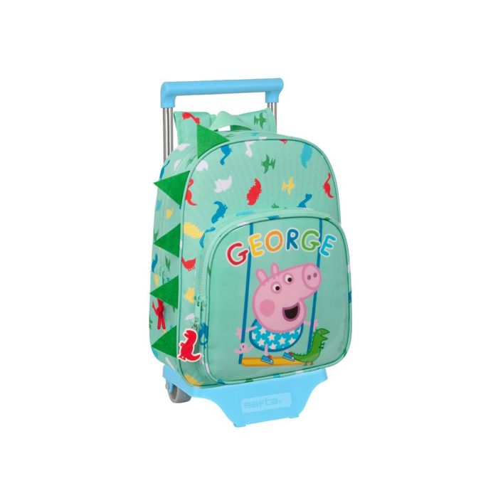 Mochila Escolar con Ruedas Peppa Pig George Menta 26 x 34 x 11 cm