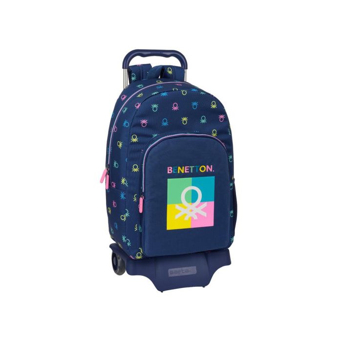 Mochila Escolar con Ruedas Benetton Cool Azul marino 30 x 46 x 14 cm