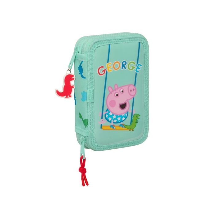 Plumier Doble Peppa Pig George Menta 12.5 x 19.5 x 4 cm (28 piezas)