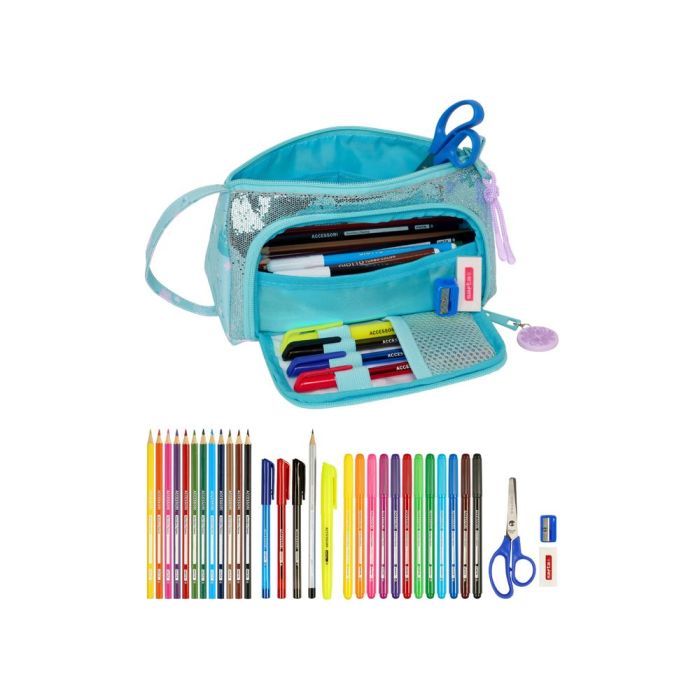 Estuche Escolar con Accesorios Frozen Hello spring Azul claro 20 x 11 x 8.5 cm (32 Piezas) 3