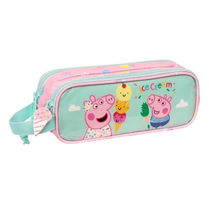 Portatodo Doble Peppa Pig Ice cream Rosa Menta 21 x 8 x 6 cm