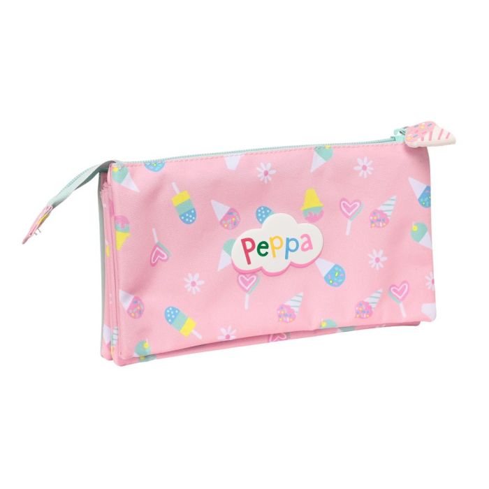 Portatodo Doble Peppa Pig Ice cream Rosa Menta 22 x 12 x 3 cm 1