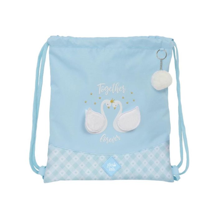 Bolsa Mochila con Cuerdas Glow Lab Cisnes Azul 35 x 40 x 1 cm