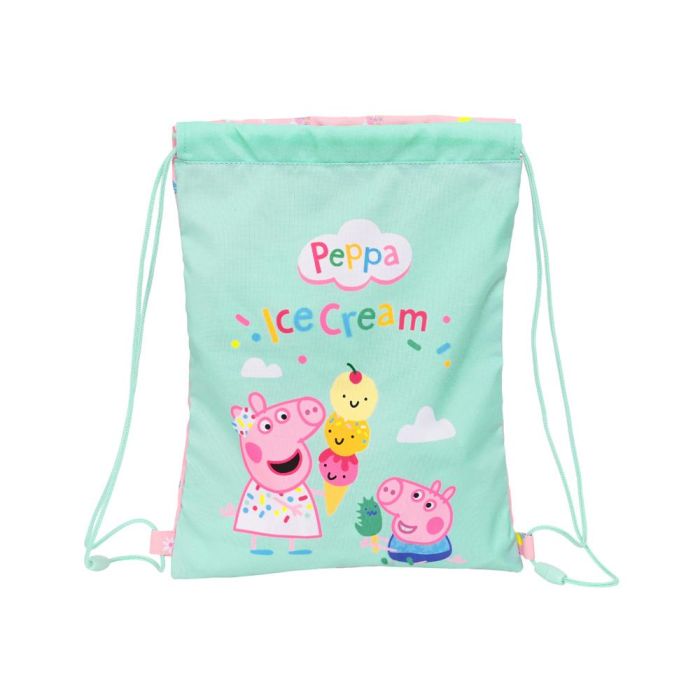 Bolsa Mochila con Cuerdas Peppa Pig Ice cream Rosa Menta 26 x 34 x 1 cm