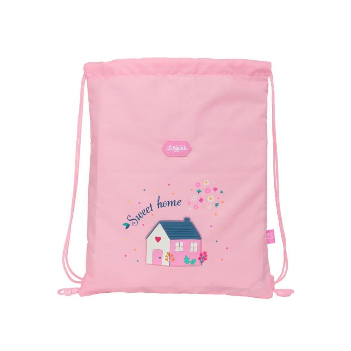 Bolsa Mochila con Cuerdas Glow Lab Sweet home Rosa 26 x 34 x 1 cm