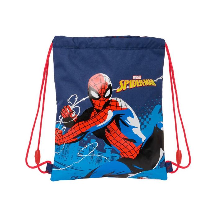 Bolsa Mochila con Cuerdas Spider-Man Neon Azul marino 26 x 34 x 1 cm