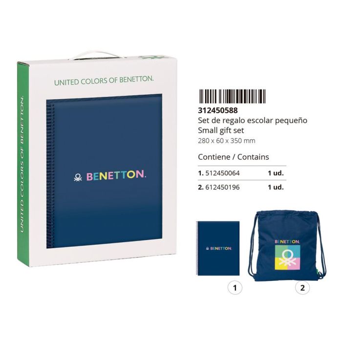 Set de Papelería Benetton Cool Azul marino 2 Piezas 2