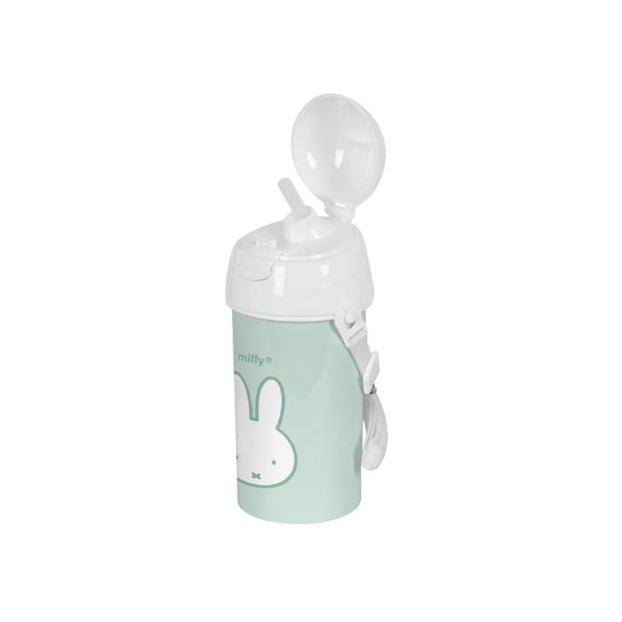 Botella Portaliquidos Safta 500 mL Apertura Automatica Con Pajita Miffy Menta 195x73X73 mm 1