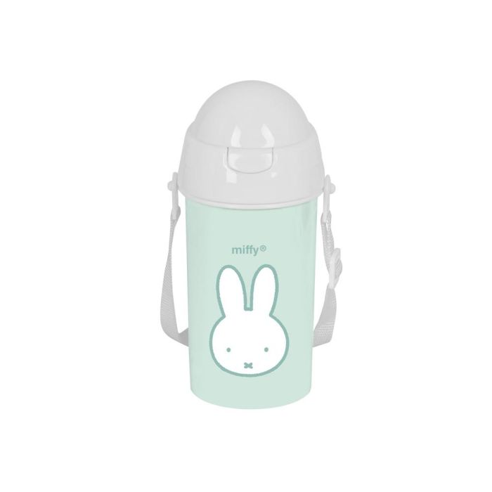 Botella Portaliquidos Safta 500 mL Apertura Automatica Con Pajita Miffy Menta 195x73x73 mm