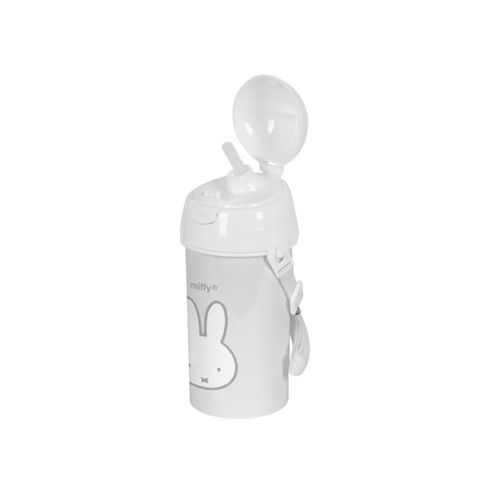 Botella Portaliquidos Safta 500 mL Apertura Automatica Con Pajita Miffy Menta 195x73X73 mm 1