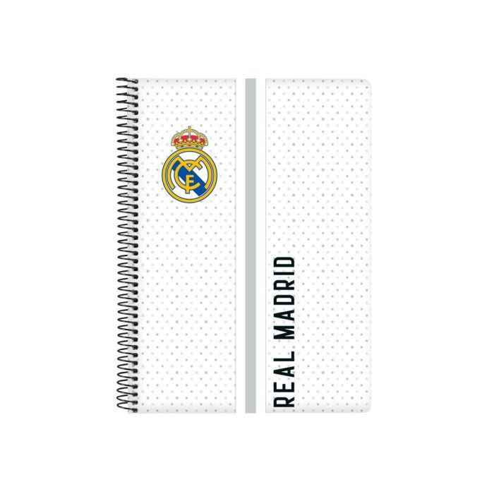 Cuaderno Espiral Safta Cuarto 80 Hojas 60 gr Cuadro 4 mm Tapa Extradura Real Madrid 1 Equipacion 24-25