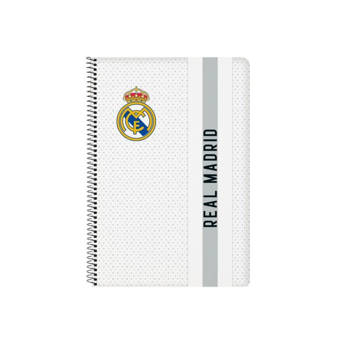 Cuaderno Espiral Safta Folio 80 Hojas 60 gr Cuadro 4 mm Tapa Extradura Real Madrid 1 Equipacion 24-25