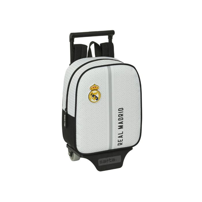 Mochila Escolar con Ruedas Real Madrid C.F. Blanco Gris 22 x 27 x 10 cm