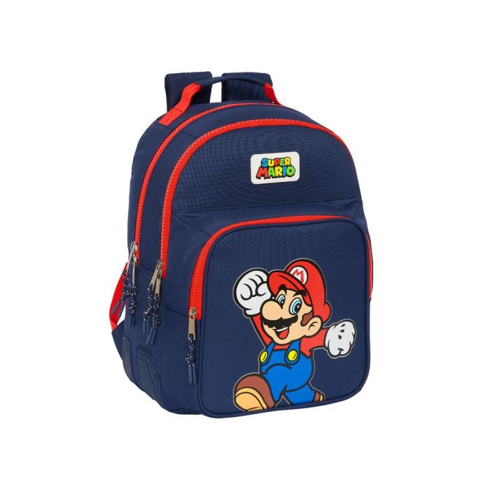 Mochila doble adapt.carro super mario "world" 32x42x15 cm