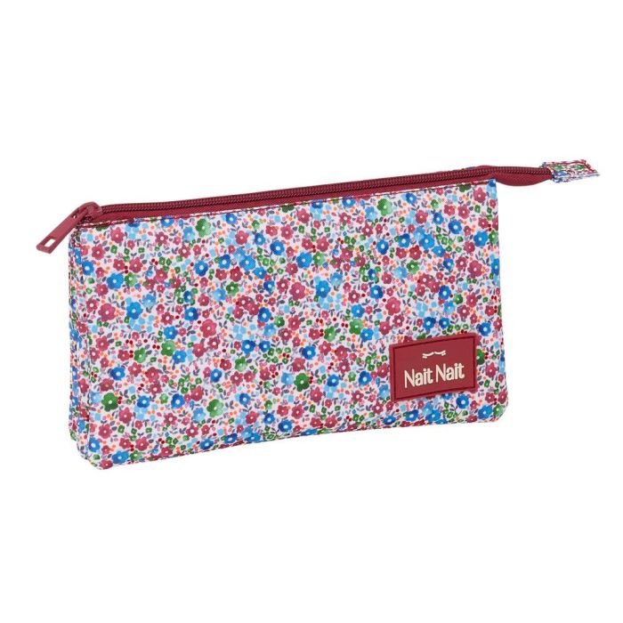 Bolso Escolar Portatodo Safta Triple Nait Nait Floresistente Coimbra Burdeos 120x220x30 mm