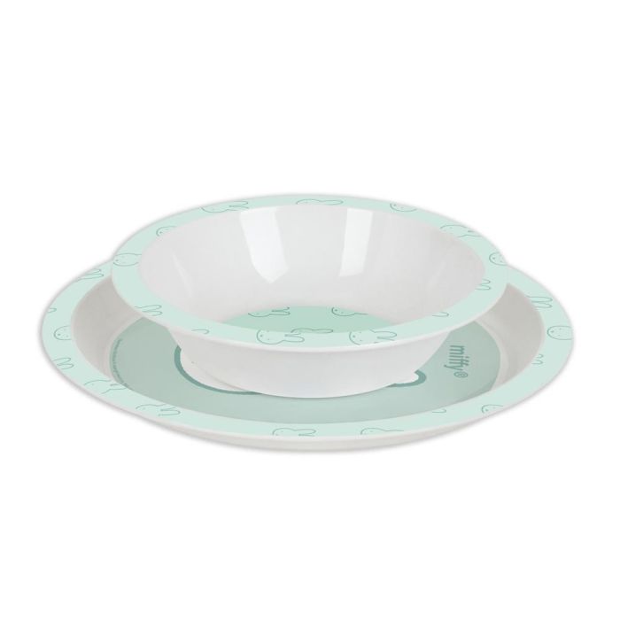 Set De Platos Cubiertos Y Vaso Safta Miffy Menta 260x260x90 mm