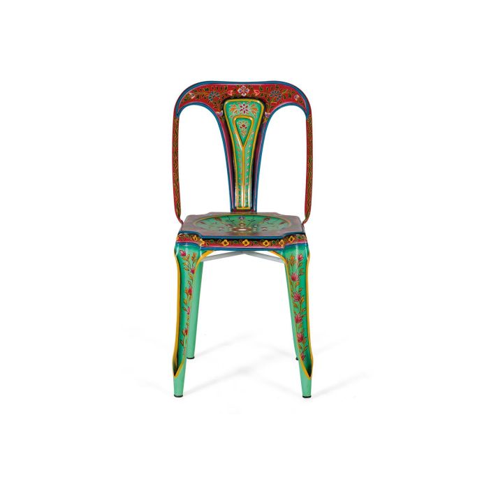 Giner y Colomer Lote de 2 Sillas Metálicas Pintadas a Mano Multicolor 2