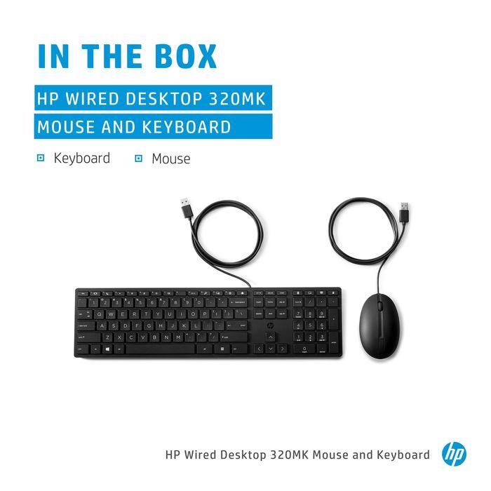 HP Teclado y Ratón USB 320MK con Cable - Conjunto de Productividad Pro-Class para Escritorio 4