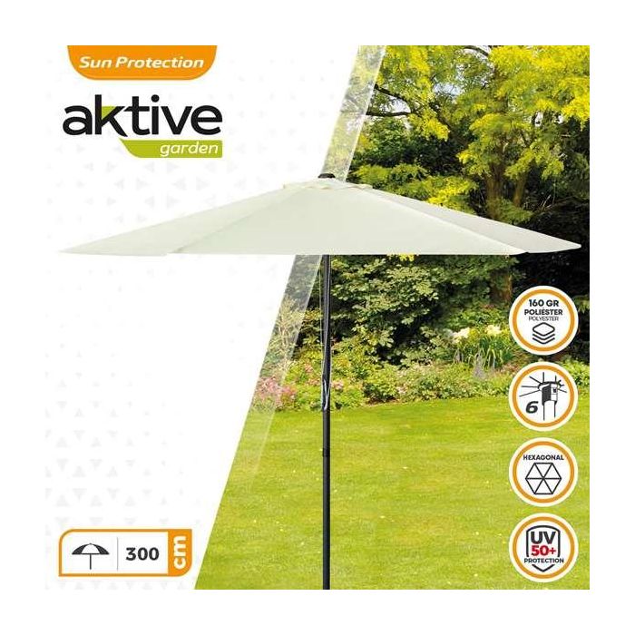Aktive Parasol de Terraza Redondo 300 cm con Chimenea, Mástil de Aluminio 4,8 cm y Cubierta de Poliéster 160GSM