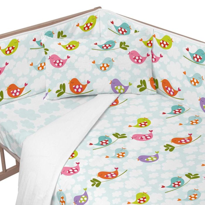 Protector de Cuna HappyFriday Mr Fox Little birds Multicolor 210 x 40 cm 2