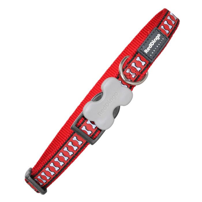 Red Dingo Collar para Perro Reflectante de Alta Visibilidad Color Rojo Fabricado en Nylon, Medidas: 25mm de Ancho y 41-63cm de Largo para Seguridad Nocturna