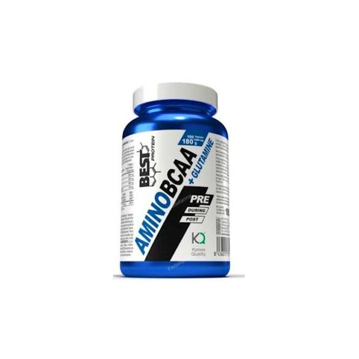 BEST PROTEIN Amino Bcaa+Glutamina 150 Comp. Para Anabolismo Proteico y Retraso de Fatiga