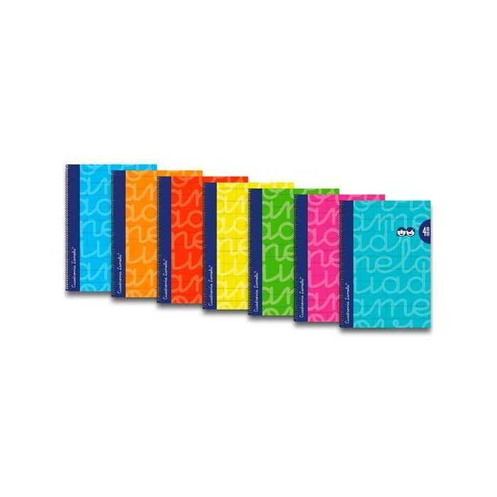 Lamela Cuaderno Espiral 80 Hojas Folio 90g Cuadrovía 4mm Cubierta Extradura Flúor (Pack 6 Unidades) (6 Unidades)