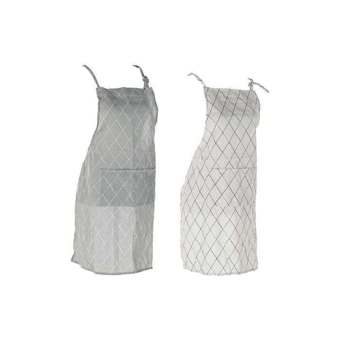 DKD Home Decor Delantal Básico Japan stripes Gris y Blanco de Mezcla de Algodón y Poliéster 80x70 cm Pack de 12 Unidades 3 DKD Home Decor Delantal Básico Japan stripes Gris y Blanco de Mezcla de Algodón y Poliéster 80x70 cm Pack de 12 Unidades 3