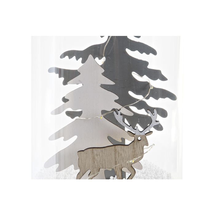 DKD Home Decor Árbol Decoración Luminosa Navidad Moderna LED de Cristal Blanco Gris 12x12x27 cm, Funciona con 3 Pilas AA, 2 Unidades 3