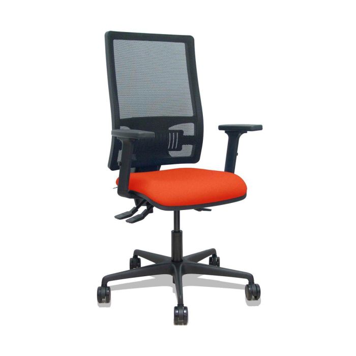 PIQUERAS Y CRESPO Silla Bormate asincro malla negra asiento bali naranja oscuro brazos 2D ruedas 65mm PIQUERAS Y CRESPO Silla Bormate asincro malla negra asiento bali naranja oscuro brazos 2D ruedas 65mm