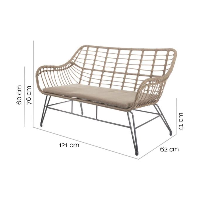 Sillón de jardín Ariki 121 x 62 x 76 cm ratán sintético Acero Grafito 1 Sillón de jardín Ariki 121 x 62 x 76 cm ratán sintético Acero Grafito 1