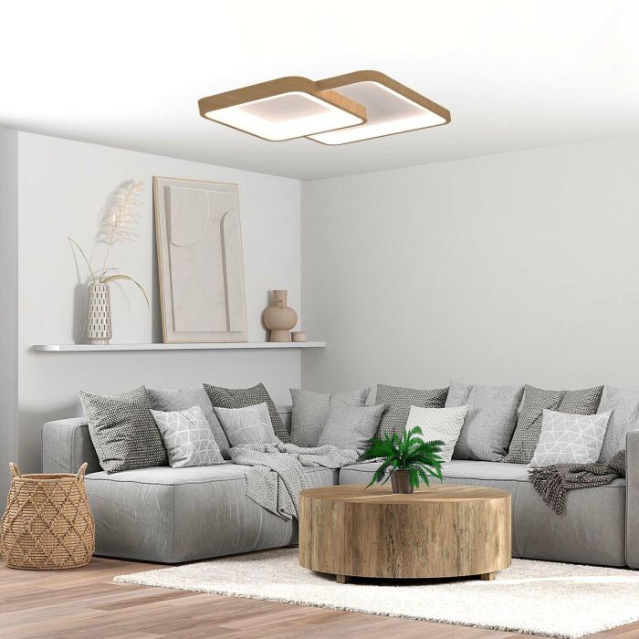 Plafón LED KSIX Phenomena 45 W 45 x 45 x 10 cm Marrón Madera (3000k - 6000k) 2