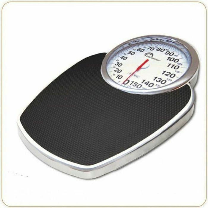 Little Balance 8135 Pro M 160 Báscula Personal Mecánica 160kg, Diseño Semimédico Profesional, Pantalla XXL 180mm, Antideslizante, Negro y Cromado