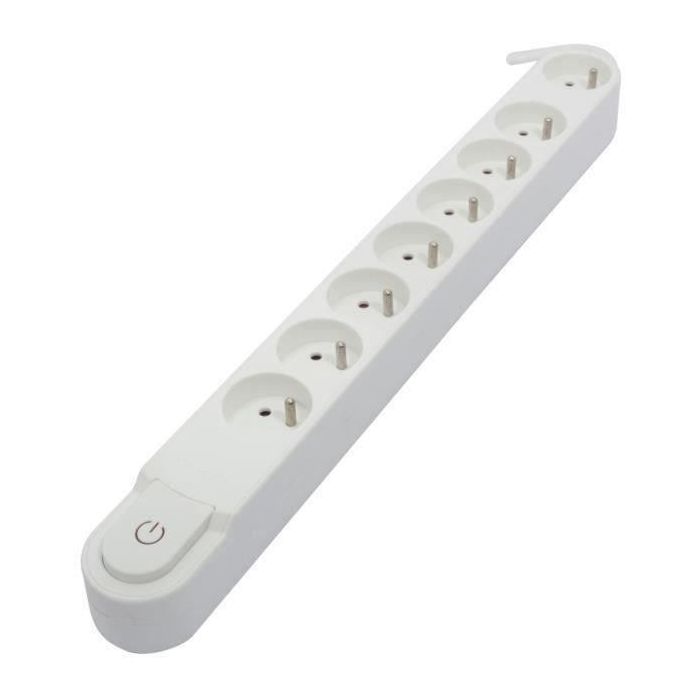 CHACON Regleta de alimentación 8 enchufes 16A con interruptor, cable de 3 m HO5VV-F 3x1.5 mm² blanco