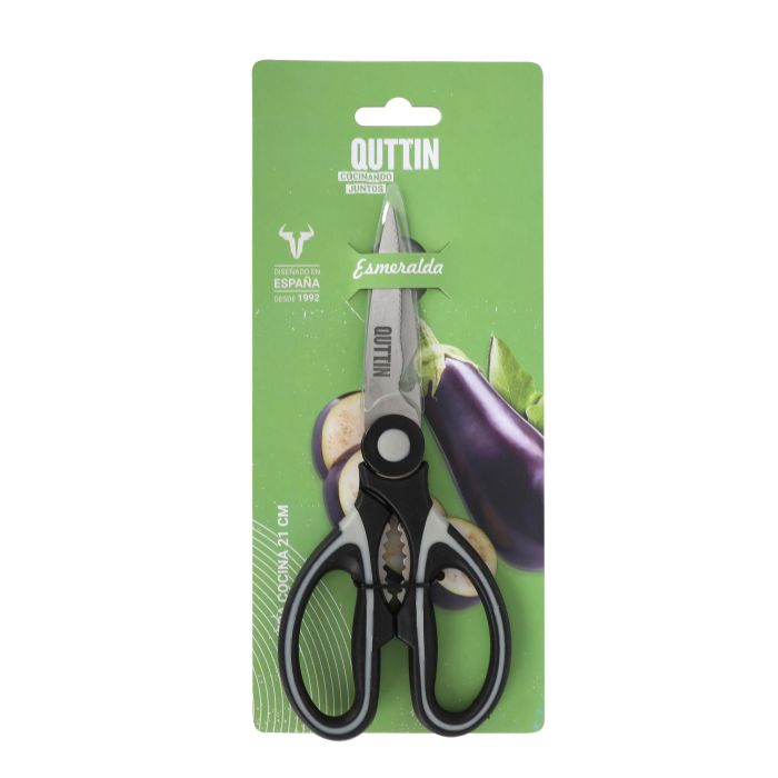 Quttin Tijera Bimaterial Descapsuladora Esmeralda de Cocina 21 x 9.5 cm (12 Unidades) 1