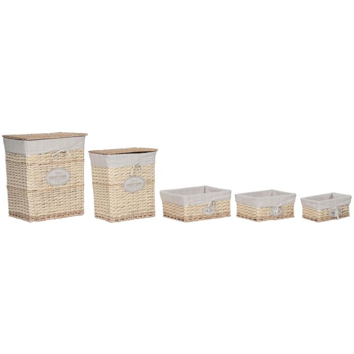 Cesta Ropa Shabby DKD Home Decor Crema 36 x 55 x 47 cm Set de 5