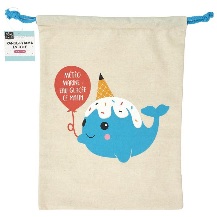 Tom et Zoe Bolsa Pijama Infantil Lona Cuerda Modelos Gato Conejo Cisne Unicornio 35x27 cm 1