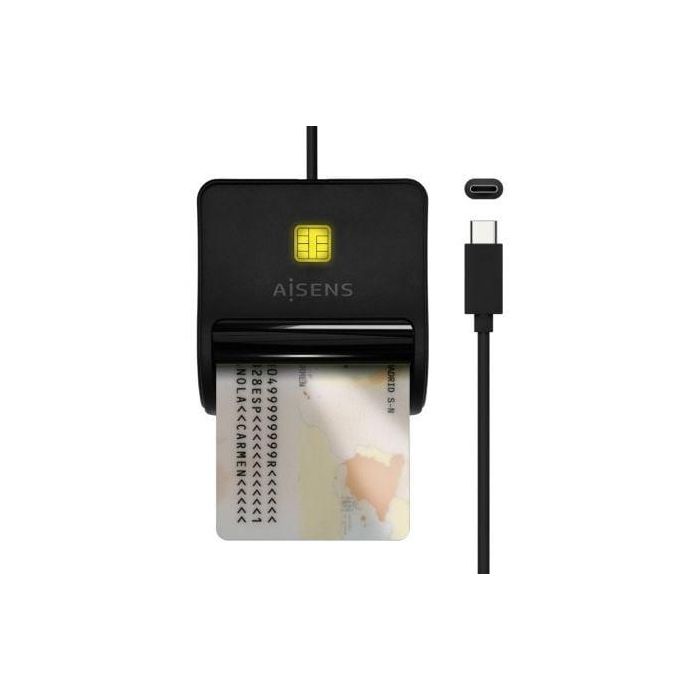 Aisens Lector de Tarjetas Inteligente para DNI, USB-C, Negro - Compatible con DNIe y tarjetas inteligentes, Cumple estándares FIPS 201, TAA e ISO 7816 Aisens Lector de Tarjetas Inteligente para DNI, USB-C, Negro - Compatible con DNIe y tarjetas inteligentes, Cumple estándares FIPS 201, TAA e ISO 7816