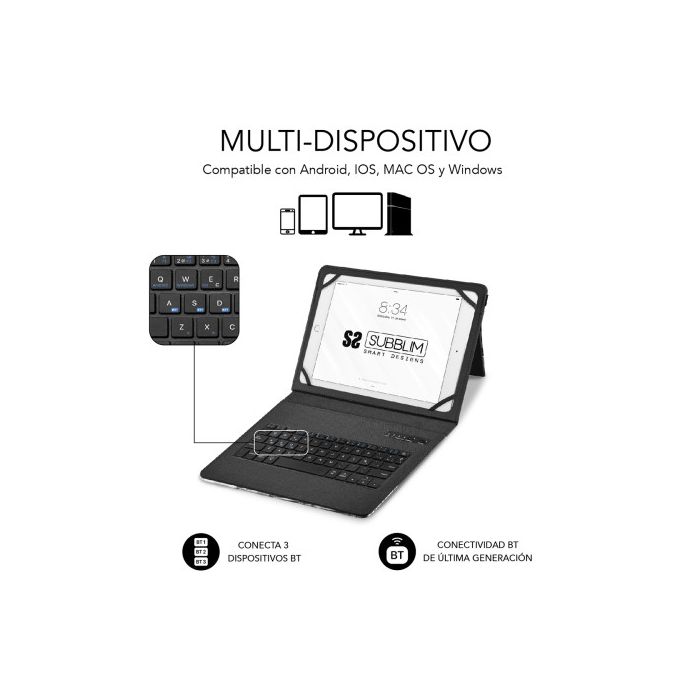 SUBBLIM Funda con Teclado Keytab Pro BT Trendy Marmol Blanco 5