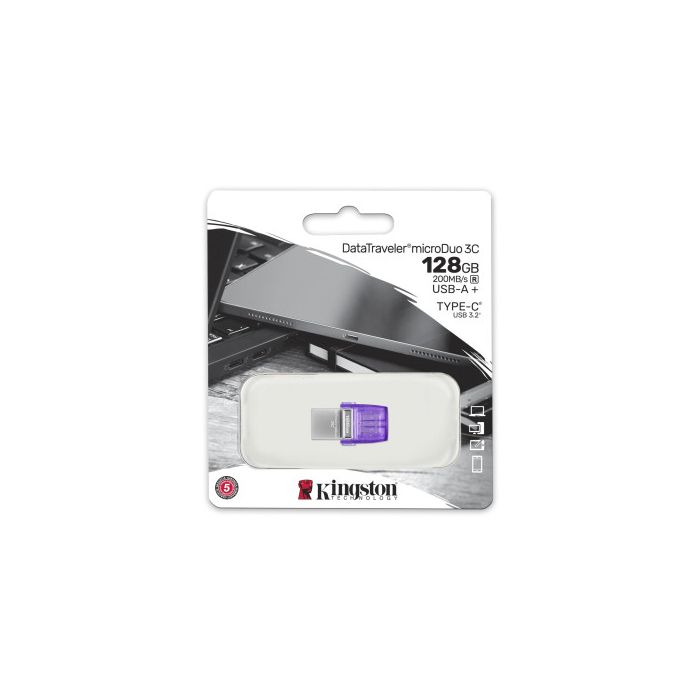 Memoria USB Kingston microDuo 3C Negro Morado 128 GB 2