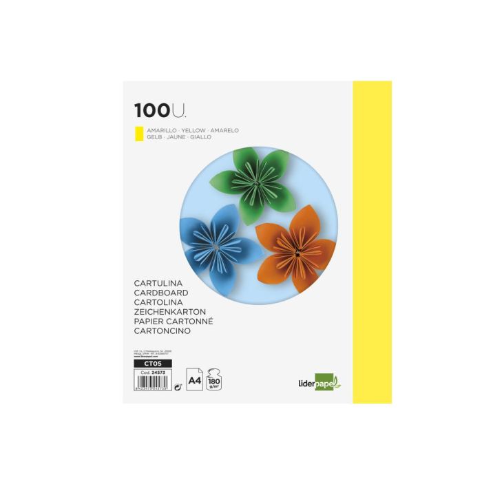 Cartulina Liderpapel A4 180 gr-M2 Amarillo Paquete De 100 Hojas 2