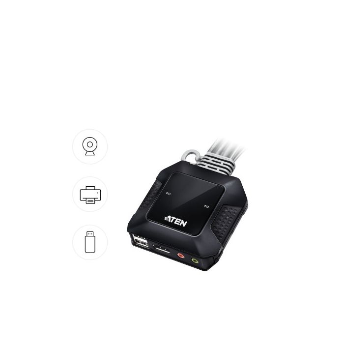 ATEN Switch KVM en formato cable híbrido DisplayPort de 2 puertos USB-C 5
