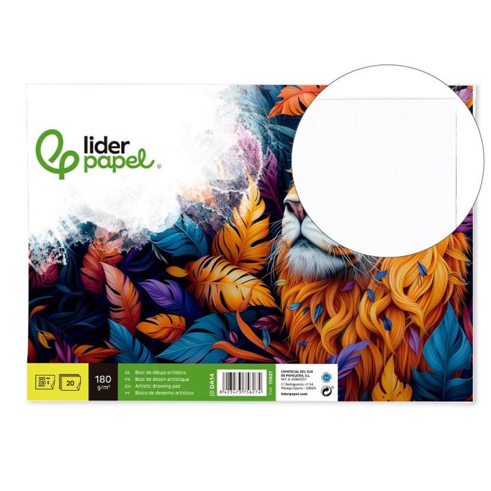 Bloc Dibujo Liderpapel Artistico Encolado 230x325 mm 20 Hojas 180 gr-M2 Sin Recuadro 5 unidades